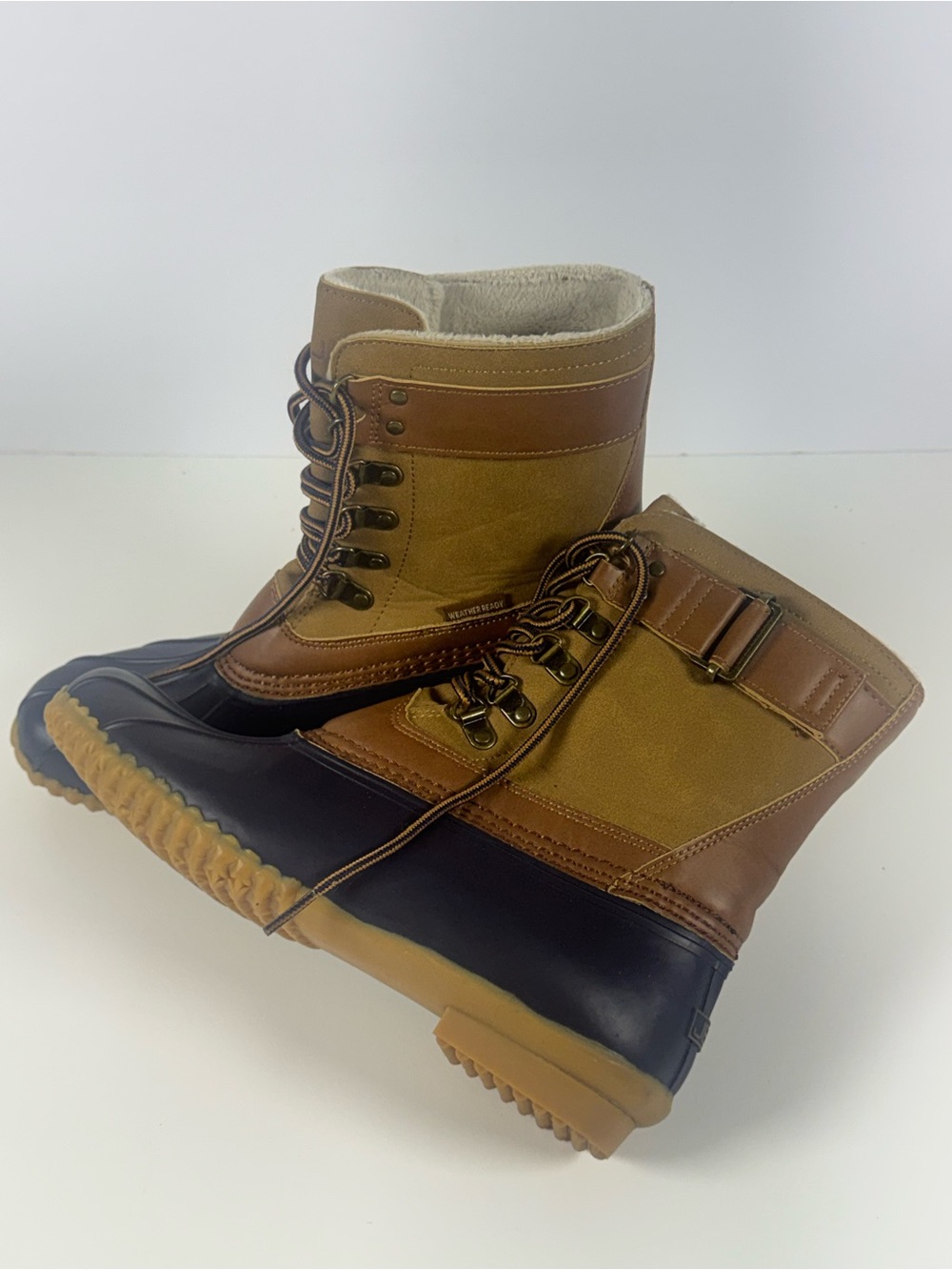 JBU Men's Two-Tone Brown Tan Waterproof Lace-Up Boots